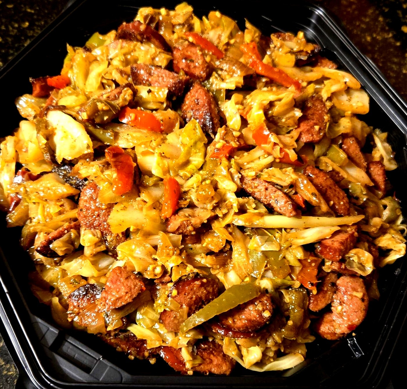 Sausage and cabbage stir fry